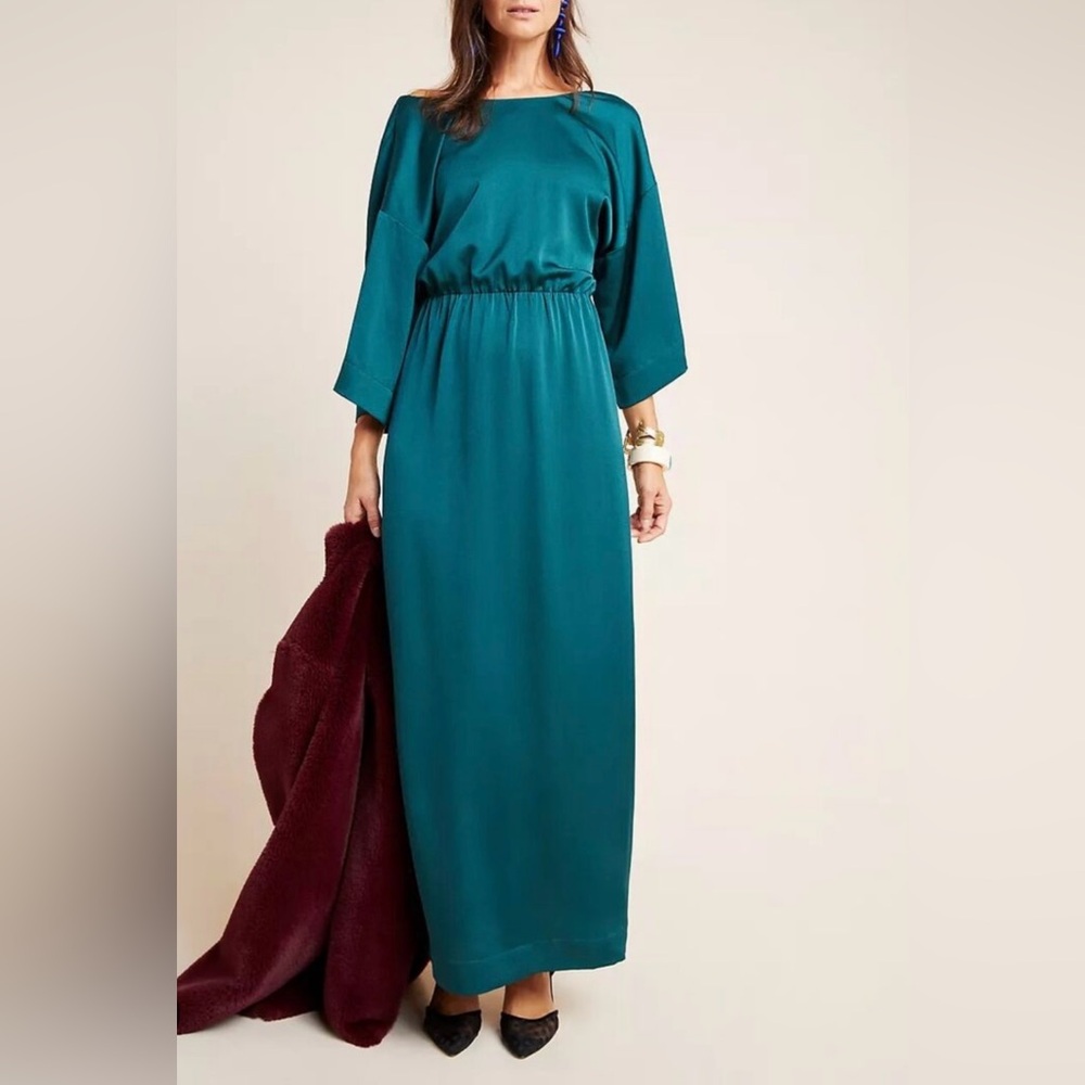 Anthropologie Blue Long Sleeve Gown for Wedding Guests